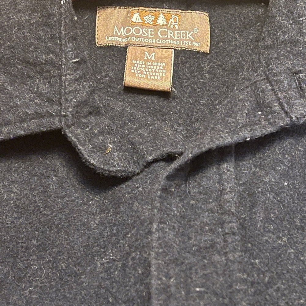 Moose Creek Mens Dark‎ Gray Button Up Flannel Shirt with Chest Pocket Sz Med - Picture 4 of 11